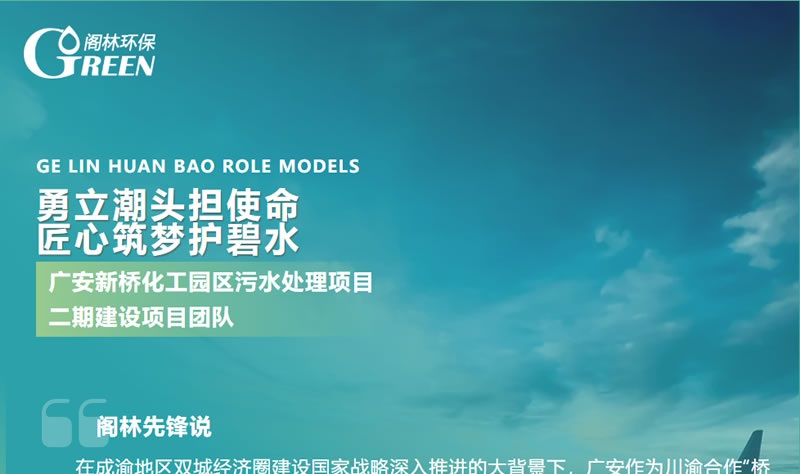 閣林先鋒 | 廣安新橋化工園區污水處理項目二期建設項目團隊：勇立潮頭擔使命，匠心筑夢護碧水